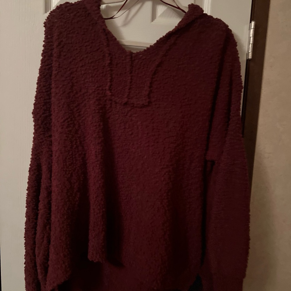 Cozy Burgundy Textured Hoodie